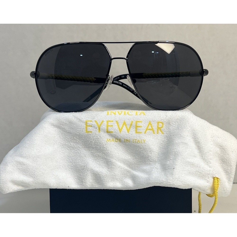 Invicta IEW004-05 Women Designer Sunglasses Black Yellow Aviator Italy 63-12-130